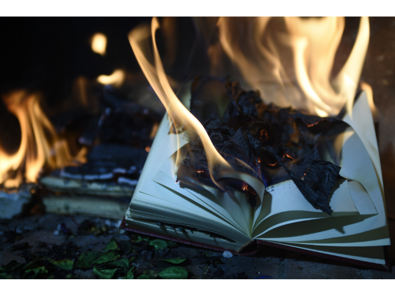 Libros ardiendo