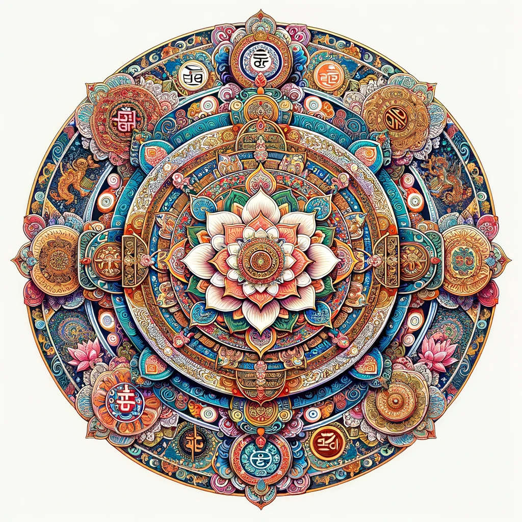 Qué es un mandala. Imagen de un mandala budista a color.
